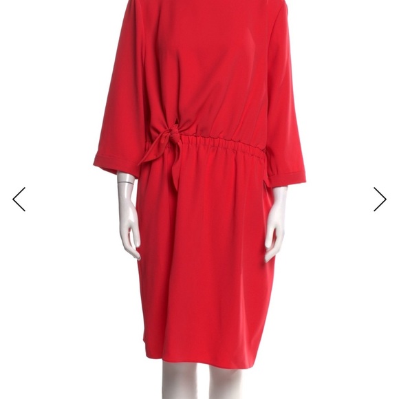 Bateau Neckline Knee-Length Emporio Armani Red Dress SZ 8 Italian 40 NWT - Picture 4 of 15